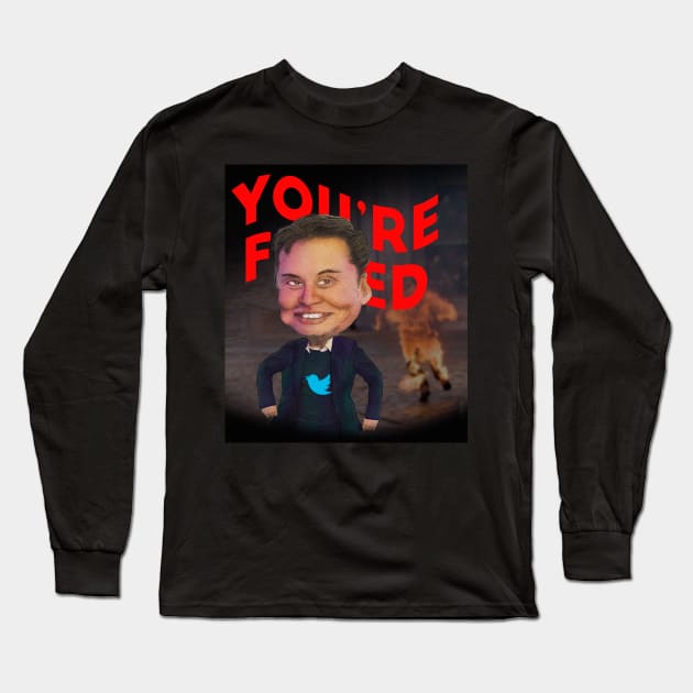 Elon Musk caricature Long Sleeve T-Shirt by Henry Drae